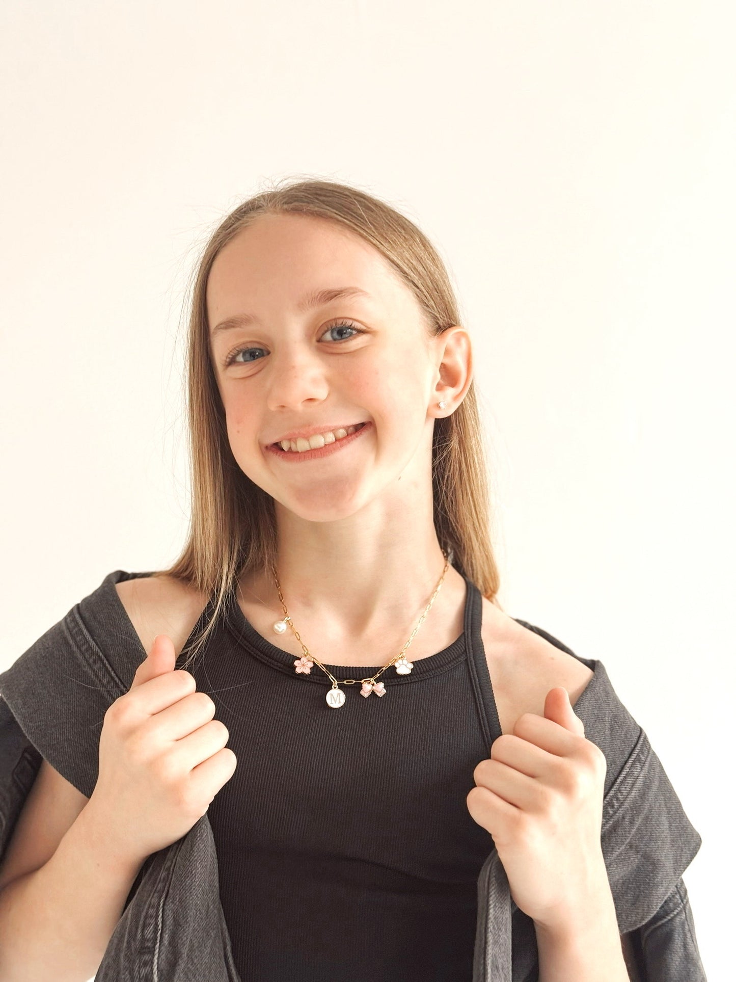 Charm Necklace with Paperclip Style Chain