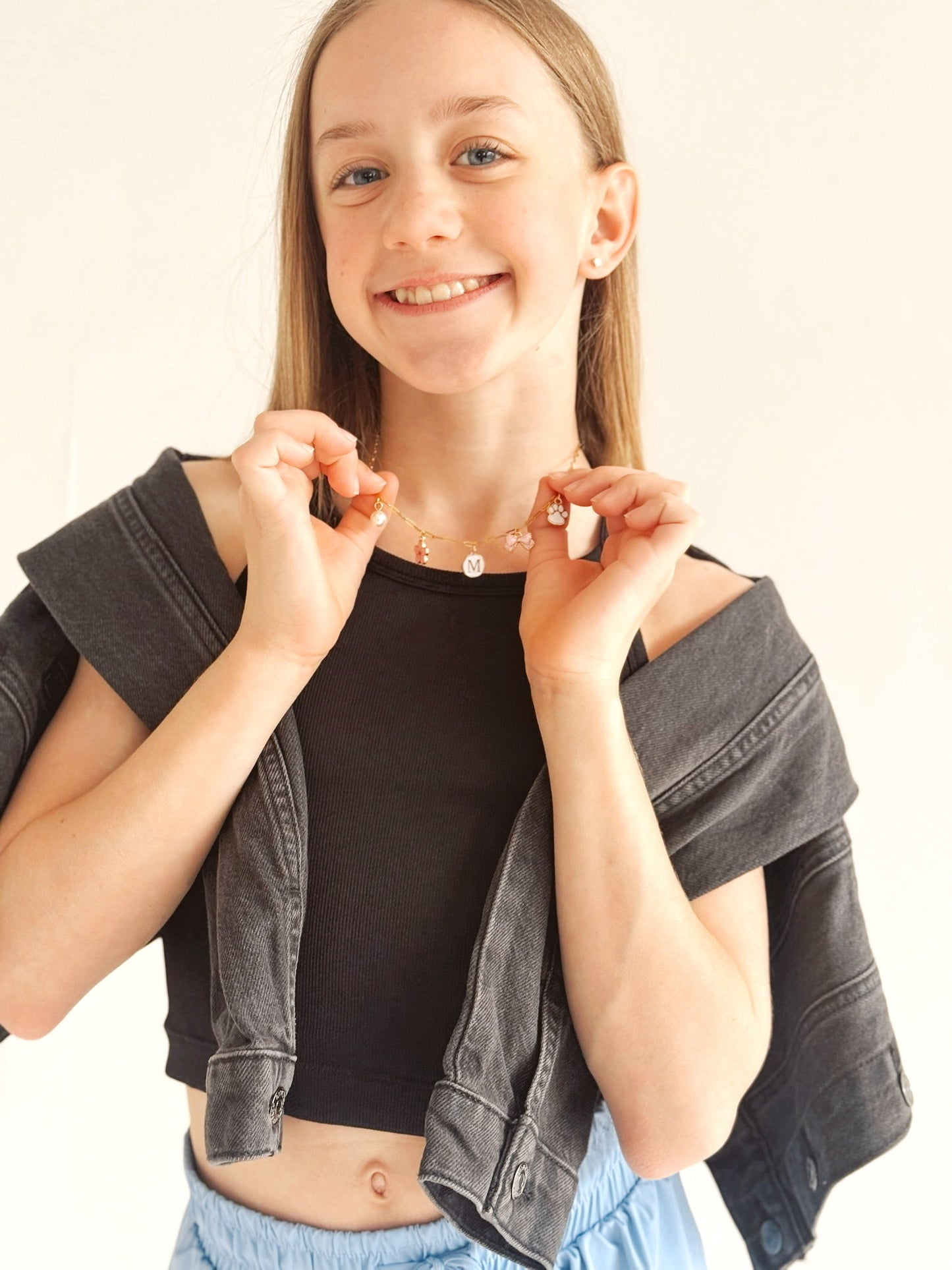 Charm Necklace with Paperclip Style Chain