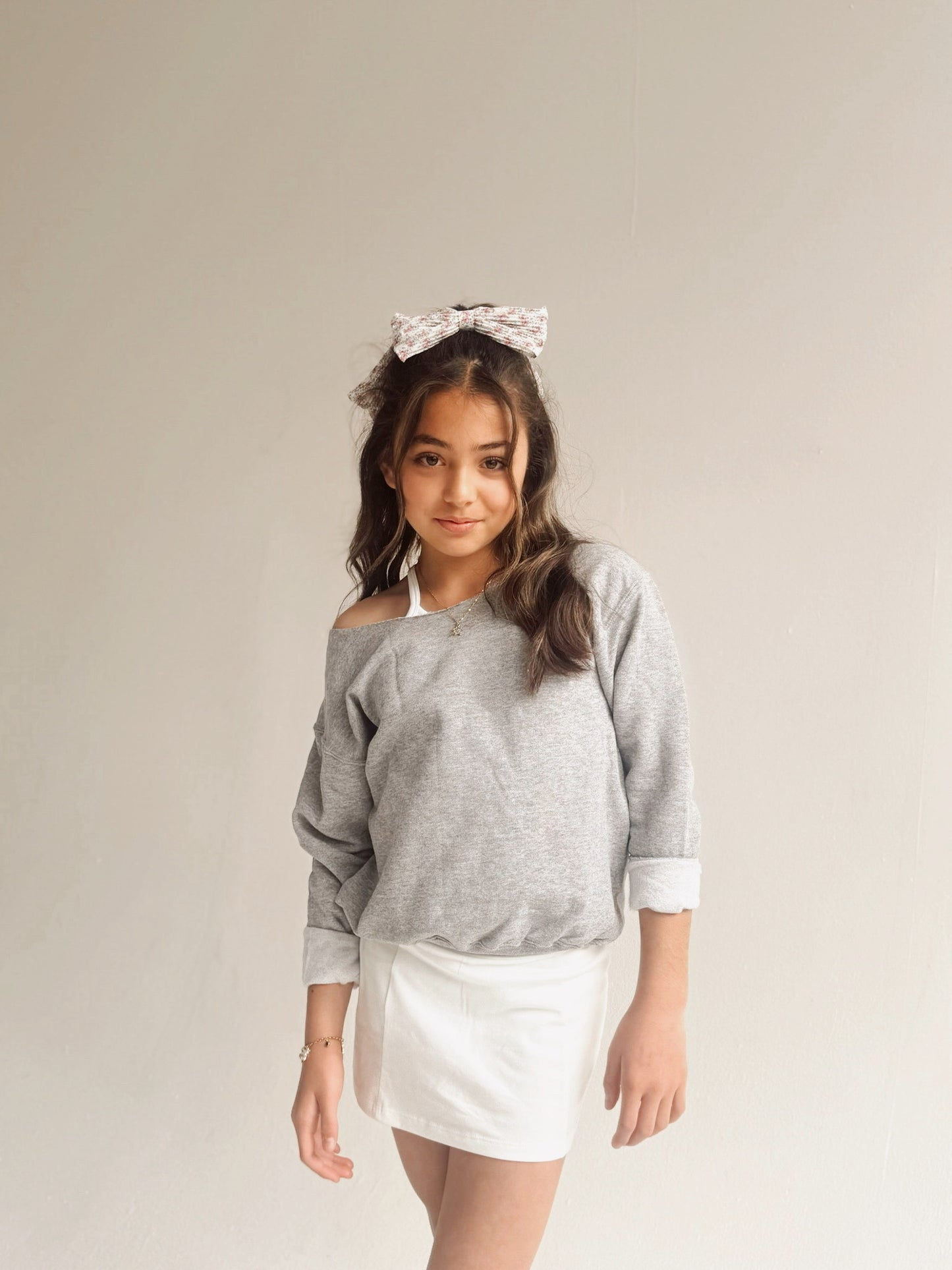 Raw Edge Off Shoulder Sweatshirt