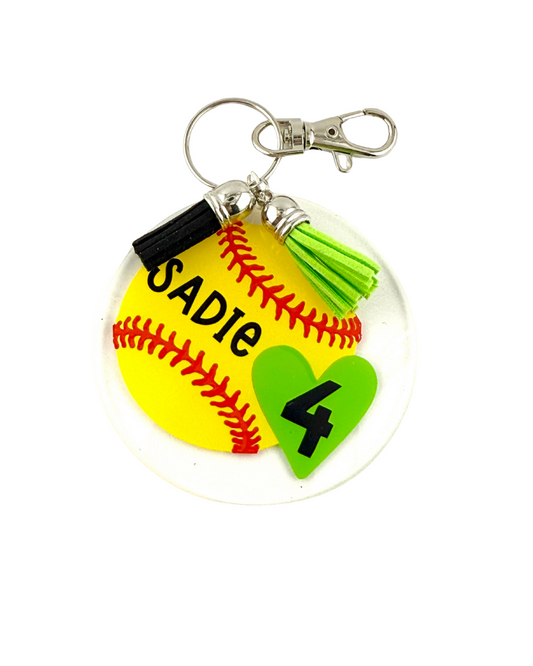 Softball Round Personalized Bag Tag